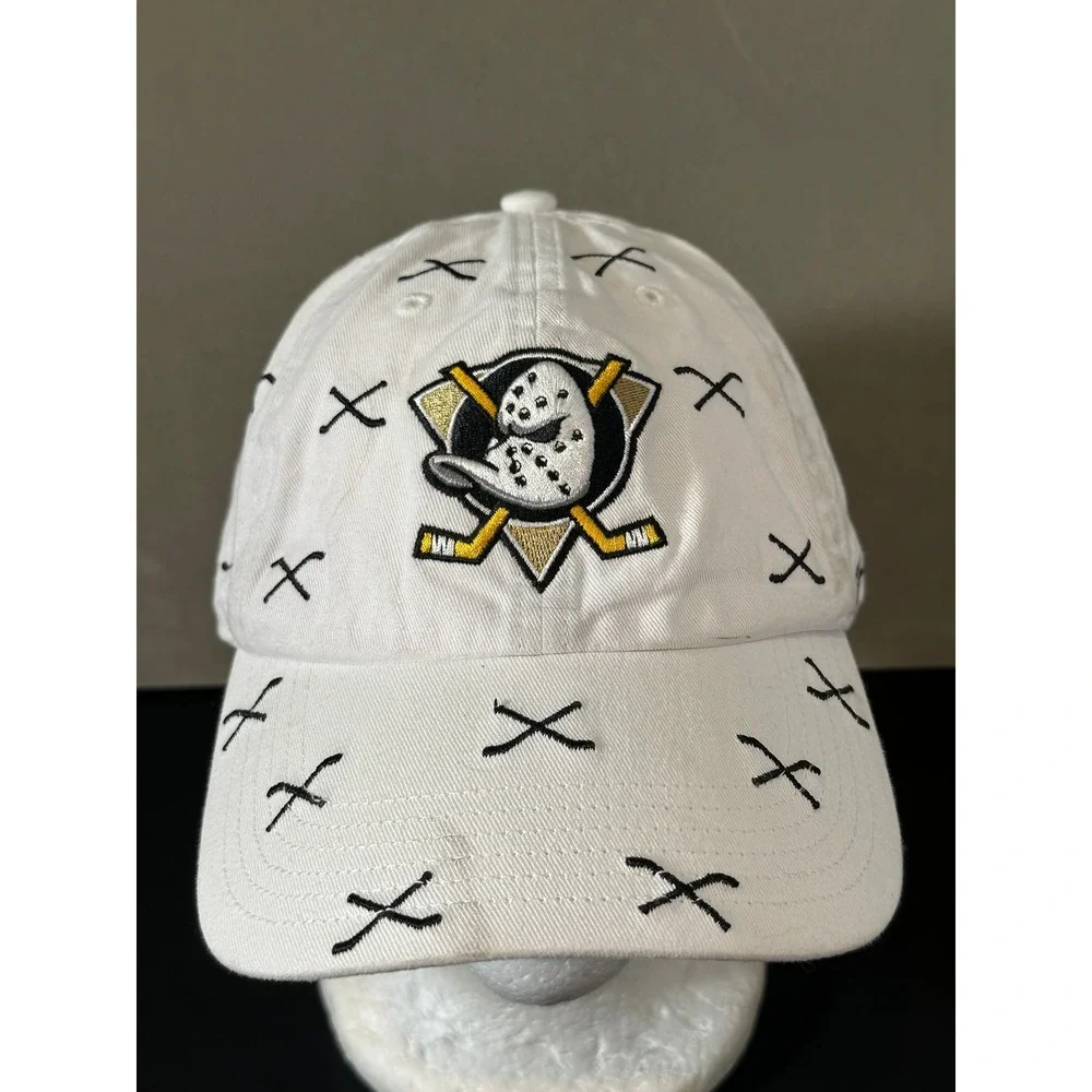 Anaheim Mighty Ducks 47 Brand Hat White All Over X‎ Embroidered NHL Hockey Cap